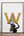 Framed artwork of women with a large gold 'W' and silhouette design on a light grey background.